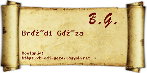 Bródi Géza névjegykártya