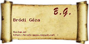 Bródi Géza névjegykártya